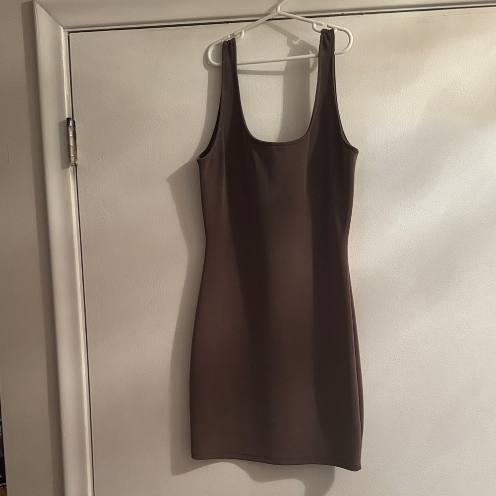 Brown Sleeveless Bodycon Dress